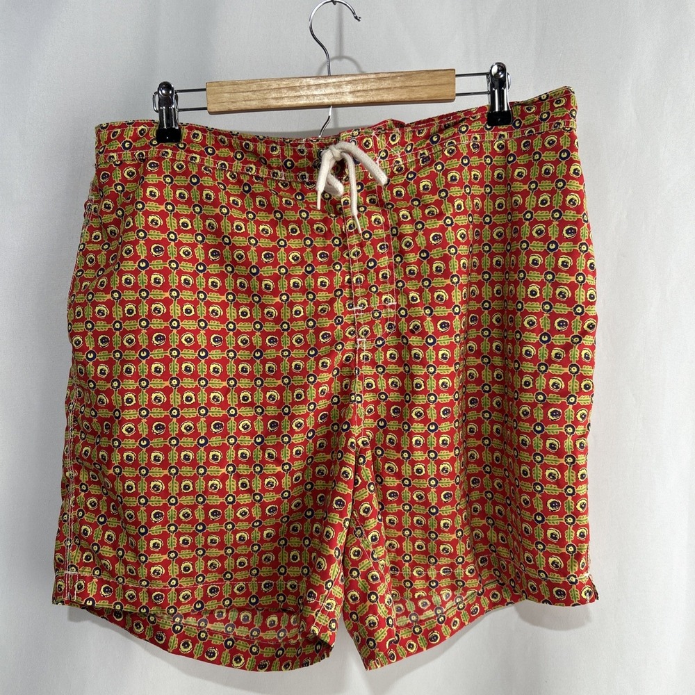 Vtg Polo Ralph Lauren Swim  Shorts Men's Sz XL  Floral Geometric Red Green👀